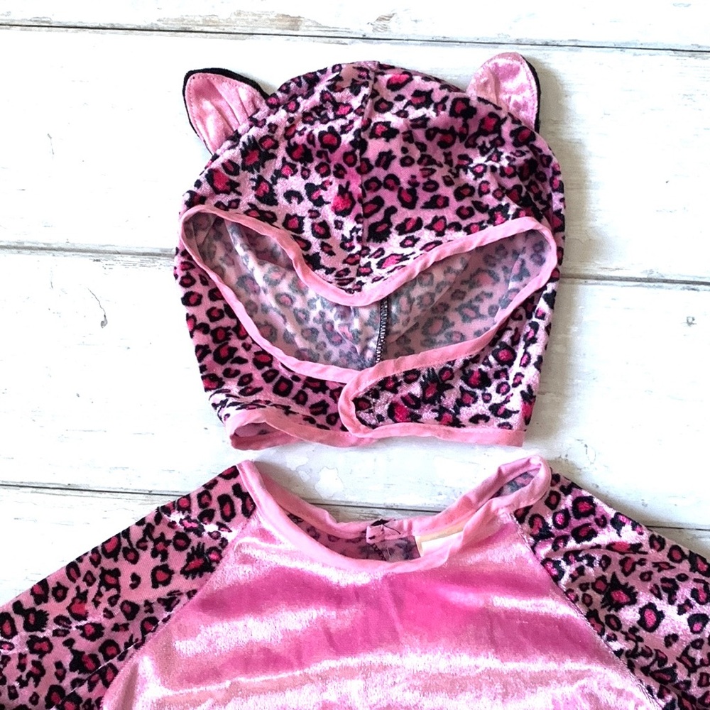 Baby Girls 12-18m Pink Cat Costume Animal Print Bodysuit & Hat With Ears 12m 18m - Picture 3 of 4